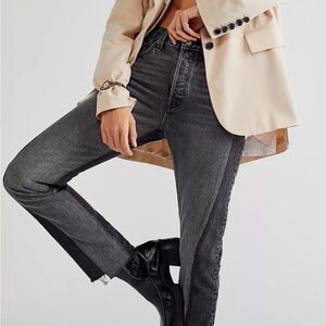 Levi’s 501 Black Gray Spliced Colorblock Straight Button Fly Denim Jeans 25 x 30